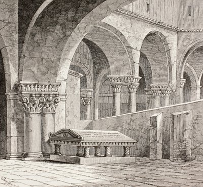 Godfrey de Bouillonin hauta Pyhän haudan kirkossa, Jerusalemissa, n. 1880 tekijältä European School