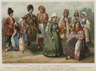 Itä- ja Pohjois-Euroopan rotutyypit (chromolitho) tekijältä European School