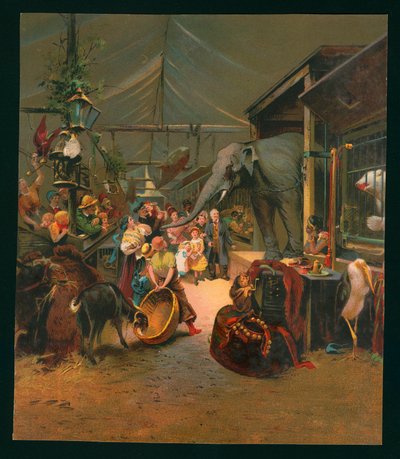 Vierailijoita eläintarhassa (chromolitho) tekijältä European School
