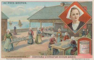 Naiset valmistavat sardiineja (chromolitho) tekijältä European School