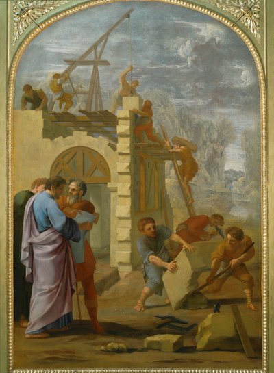 Saint Bruno fait construire le monastere - Saint Bruno määrää luostarin rakentamisesta ... tekijältä Eustache (studio of) Le Sueur