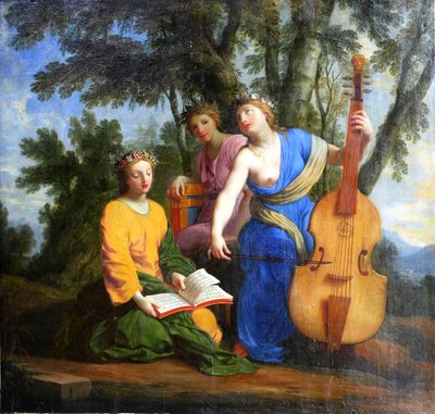 ranska: Melpomène, Érato et Polymnie Melpomene, Erato ja Polyhymnia tekijältä Eustache Le Sueur