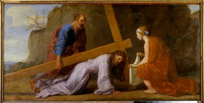 Jeesus kantaa ristiään (kantaa ristiä tai ristin polkua), n.1651 (öljy kankaalle) tekijältä Eustache Le Sueur