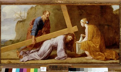 Jeesus kantaa ristiään (kantaa ristiä tai ristin polkua), n.1651 (öljy kankaalle) tekijältä Eustache Le Sueur
