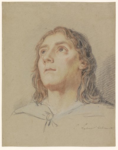 Pitkähiuksisen nuoren miehen pää tekijältä Eustache Lesueur