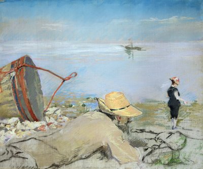 Henri Guerard rentoutumassa rannalla (pastelli kankaalle) tekijältä Eva Gonzalès