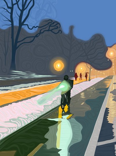 Pyöräkaista, Prospect Park Brooklyn (digitaalista taidetta) tekijältä Evan Sklar