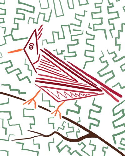 Kardinaali, n.2020-24 (digitaalista taidetta) tekijältä Evan Sklar