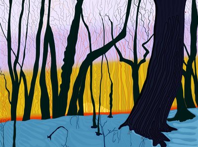 Kesäaika, aamu, Prospect Park (digitaalista taidetta) tekijältä Evan Sklar