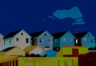 Houses In Queens (digitaalista taidetta) tekijältä Evan Sklar