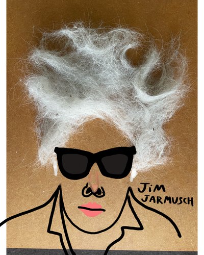 Jim Jarmusch (kollaasipiirros) tekijältä Evan Sklar