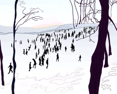 Prospect Park, talvi (digitaalista taidetta) tekijältä Evan Sklar