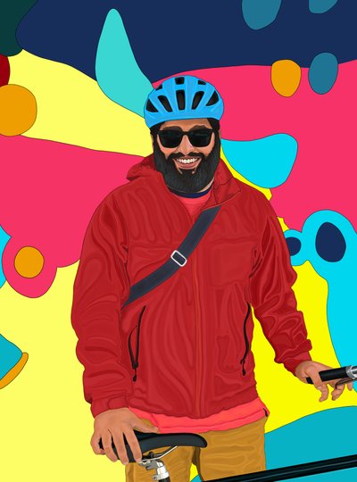 Rizwan hymyilee (digitaalista taidetta) tekijältä Evan Sklar