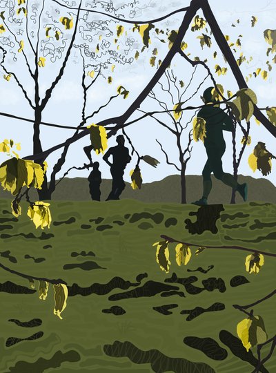 Juoksijat, Prospect Park (digitaalista taidetta) tekijältä Evan Sklar