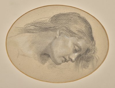 Tutkimus kuutamoa varten, joka uppoaa mereen (lyijykynä) tekijältä Evelyn De Morgan
