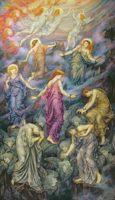 Taivasten valtakunta kärsii väkivallasta (öljy kankaalle) tekijältä Evelyn De Morgan