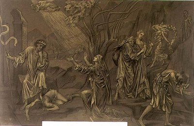 Varjojen laakso, noin 1899 (pastelli, liitu paperille). tekijältä Evelyn De Morgan