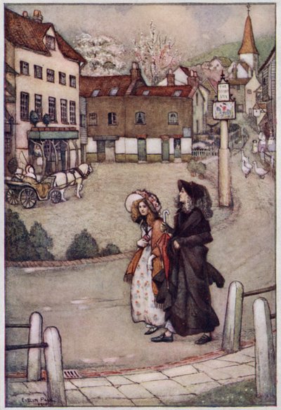 Kuvitus Cranfordille, rouva Gaskell (värilitho) tekijältä Evelyn Paul
