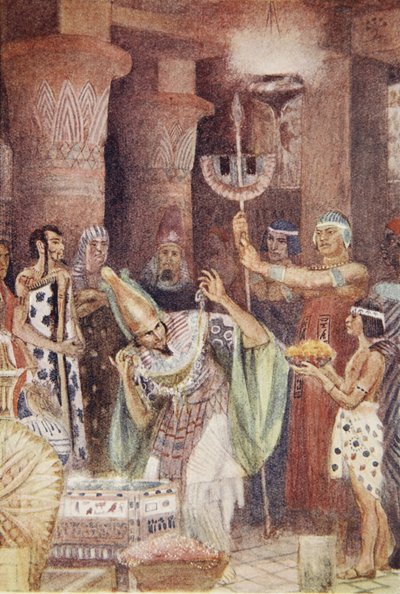 Rampsiniittien aarrekammio, kuva Lewis Spencen teoksesta "Muinaisen Egyptin myytit" tekijältä Evelyn Paul