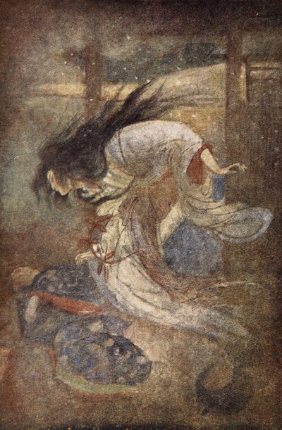 Yuki-Onna, The Lady of the Snow, kuvitus F. Hadland Davisin teoksesta "Japanin myytit ja legendat" tekijältä Evelyn Paul