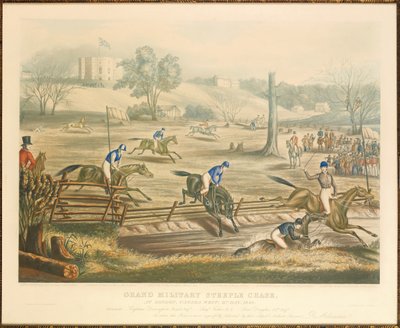 Grand Military Steeple Chase, Lontoossa, Kanadan länsiosassa, 9. toukokuuta 1843, kaiverrus J. Harris, 1845 tekijältä Evelyne Marie Alexander