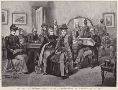 Bethesdan allas - kohtaus Lontoon lääkärin odotushuoneessa (litho) tekijältä Everard Hopkins