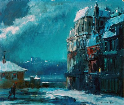 Talviyö, Pariisi (öljy laudalle) tekijältä Everett Shinn
