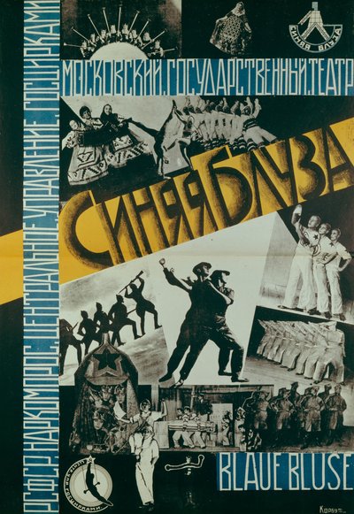 Teatterin sininen pusero juliste, 1926 tekijältä Evgenia Korbut