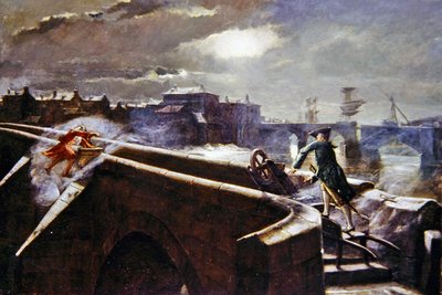 The Brigs of Ayr (öljy kankaalle) tekijältä Eyre Crowe