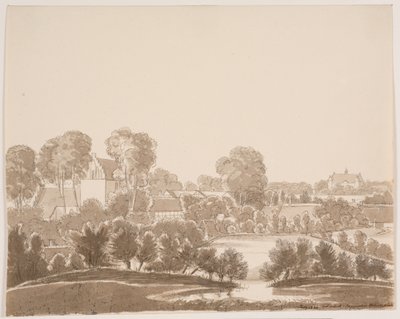 "Ørbækissä, taustalla Ørbæklunde. Funen 1833" tekijältä F.M.E. Fabritius de Tengnagel
