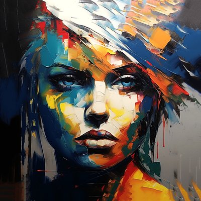 Abstrakti kaunis tytöt maalaus Blue Eyes, olohuoneen seinän sisustus tekijältä F. Abderrahim