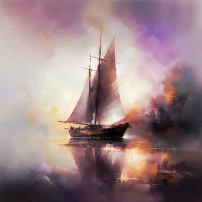 Abstrakti maalaus purjeveneen Seascape, Wall Art | Canvas Prints tekijältä F. Abderrahim