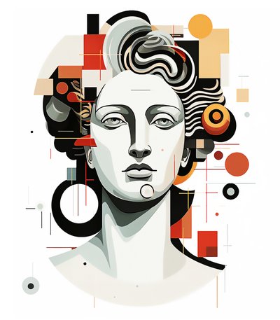 Abstrakteja apollon päätä kubistiseen picasso-tyyliin, seinälle Taideprintti tekijältä F. Abderrahim
