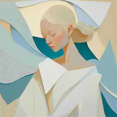 Blonde nainen muotokuva, innoittamana kuuluisa maalauksia, seinätaide tulostaa tekijältä F. Abderrahim