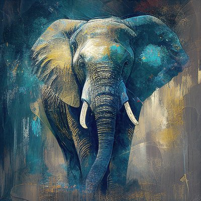 Elefantti kasvot muotokuva, kankaalle taide tulostaa, Animal Wall Hanging koristelu tekijältä F. Abderrahim