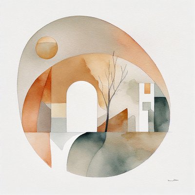 Fine art abstrakti koostumus Akvarelli luonnos, seinätaide tulostaa pyynnöstä tekijältä F. Abderrahim