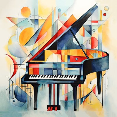 Kandinsky abstrakti tyyli, Abstrakti piano avaimet, eteinen  olohuone seinäkoristeeksi tekijältä F. Abderrahim