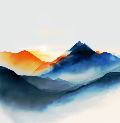Shades of Serene siniset vuoret, kankaalle  kuvataide tulosteita tekijältä F. Abderrahim