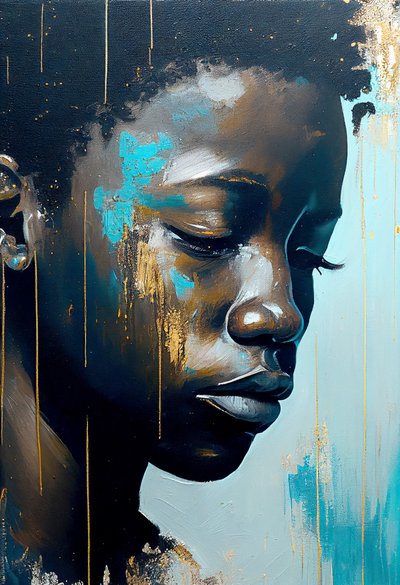Abstrakti nuori afrikkalainen mies kankaalle, Wall Art tulostaa tekijältä F. Abderrahim