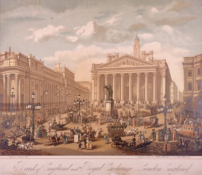 Bank of England ja Royal Exchange, Lontoo, c1860 tekijältä F Appel