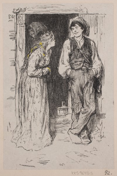 Kuvitus "Cinderella joka sai prinsessan valehtelemaan" tekijältä F. Hendriksen