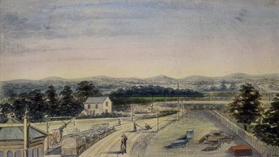 Näkymä rautatieaseman sillalta, Lingfield, Surrey Crowhurstia kohti tekijältä F. J. P.