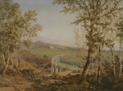 Näkymä samasta rautatiesillasta ylhäältä nähtynä, n. 1849 tekijältä F. S. Cook