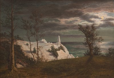 "Summer Spire" Mønin saaren liitukallioilla. Kuutamo tekijältä F. Sødring