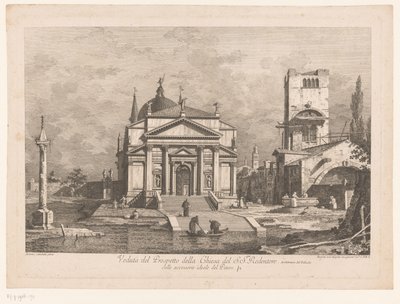 Näkymä Il Redentorelle Venetsiassa Veduta del Prospetto della Chiesa del S.S.mo Redentore (otsikko esineessä) Venetsian näkymiä Canaletton suunnittelun jälkeen (sarjan nimi) tekijältä Fabio Berardi