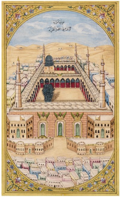 Profeetan moskeija Medinassa, n. 1880 tekijältä Fateh Muhammad Mussawar