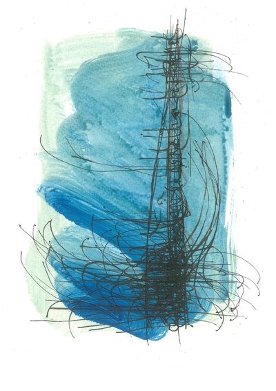 Kalligrafiameri, 2017 (akvarelli ja muste paperille) tekijältä Faye Bridgwater