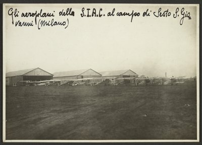 S.I.A.C.-lentokoneet Sesto S. Giovannin kentällä (Milano). tekijältä Fedele Azari