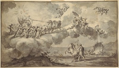 Tapestry Design: Apollo hänen Chariot Led Aurora tekijältä Fedele Fischetti