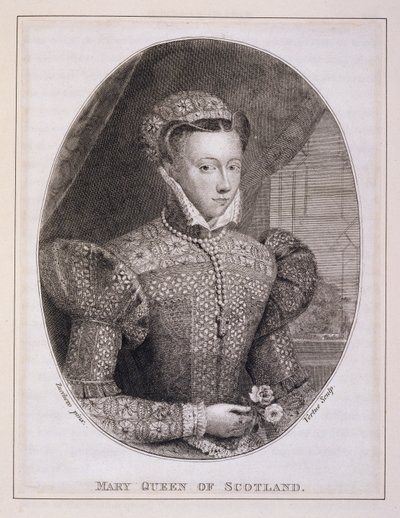 Mary Queen of Scots (1542-87), kaiverrus George Vertue (1684-1756) (kaiverrus) tekijältä Federico (after) Zuccaro